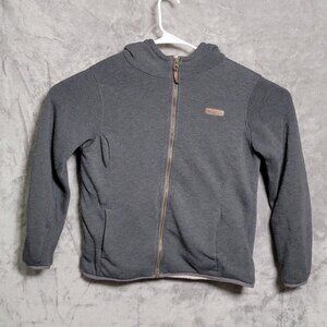 Columbia Jacket Boys Large Gray Sherpa Fleece Lined Hooded Full Zip Outdoor Warm